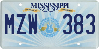 MS license plate MZW383