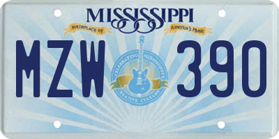 MS license plate MZW390