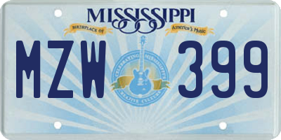 MS license plate MZW399
