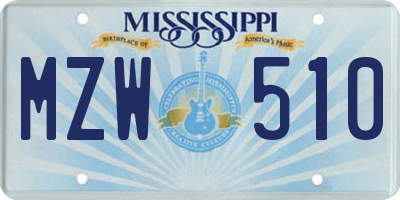 MS license plate MZW510