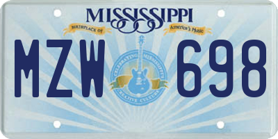 MS license plate MZW698