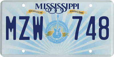MS license plate MZW748