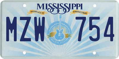 MS license plate MZW754