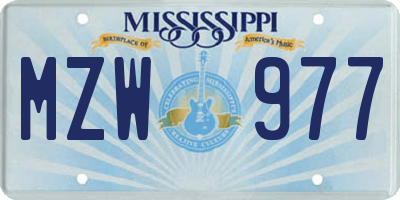 MS license plate MZW977