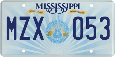 MS license plate MZX053