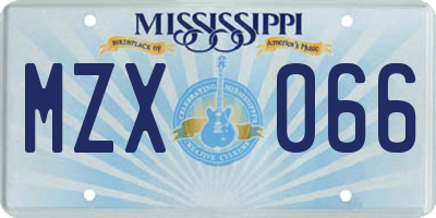 MS license plate MZX066