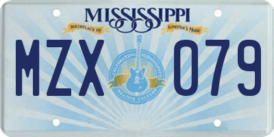MS license plate MZX079