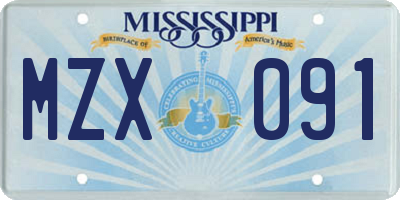 MS license plate MZX091
