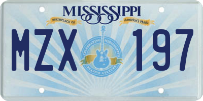 MS license plate MZX197