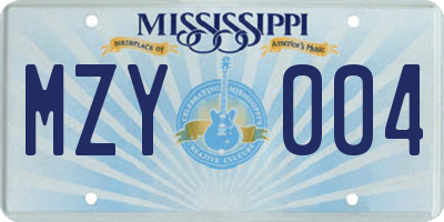 MS license plate MZY004