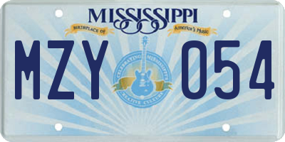 MS license plate MZY054