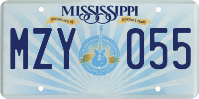 MS license plate MZY055
