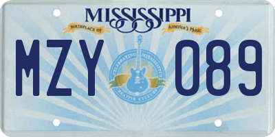 MS license plate MZY089