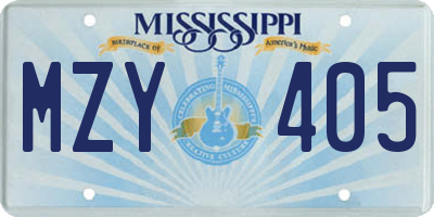MS license plate MZY405