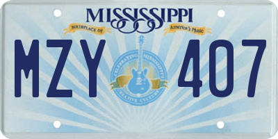 MS license plate MZY407