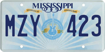 MS license plate MZY423