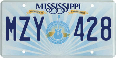 MS license plate MZY428