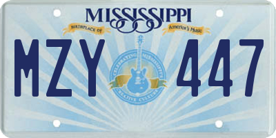 MS license plate MZY447
