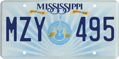 MS license plate MZY495
