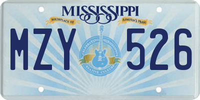 MS license plate MZY526
