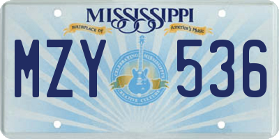 MS license plate MZY536