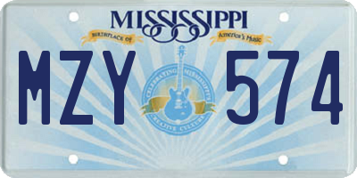 MS license plate MZY574