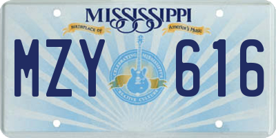 MS license plate MZY616
