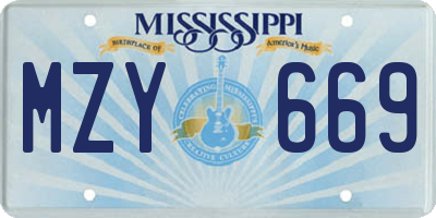 MS license plate MZY669