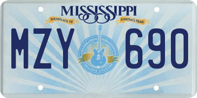 MS license plate MZY690