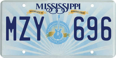 MS license plate MZY696