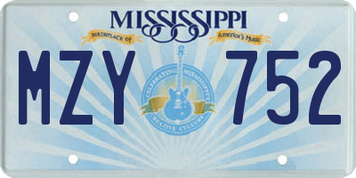 MS license plate MZY752