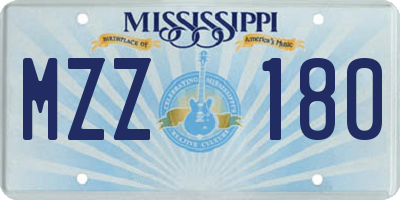 MS license plate MZZ180