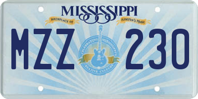 MS license plate MZZ230