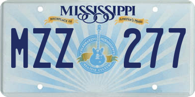 MS license plate MZZ277