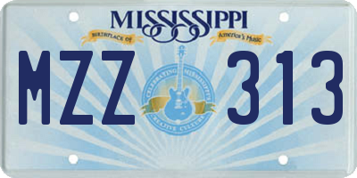 MS license plate MZZ313