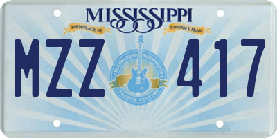 MS license plate MZZ417