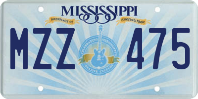MS license plate MZZ475