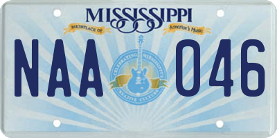 MS license plate NAA046
