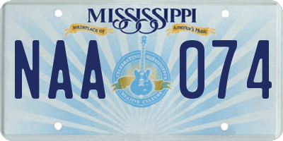 MS license plate NAA074