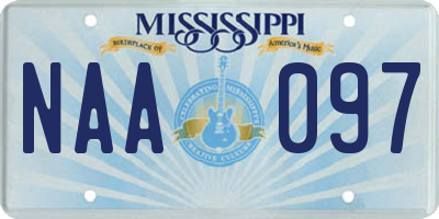 MS license plate NAA097