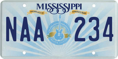 MS license plate NAA234