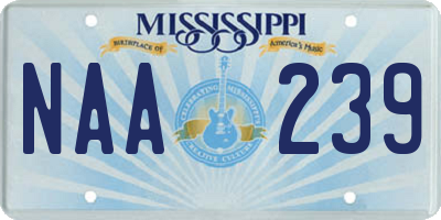 MS license plate NAA239