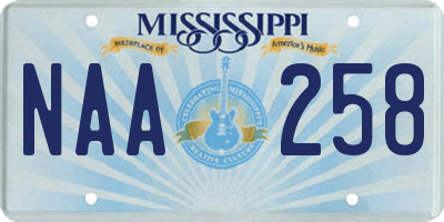 MS license plate NAA258