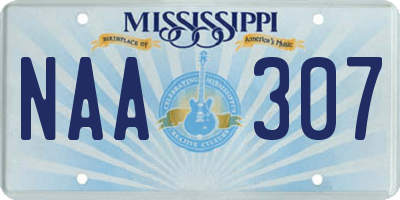MS license plate NAA307