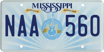 MS license plate NAA560
