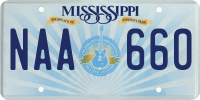 MS license plate NAA660