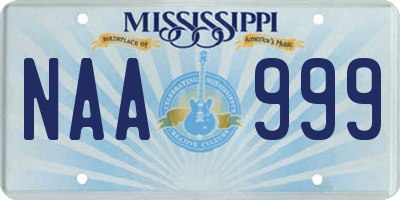 MS license plate NAA999