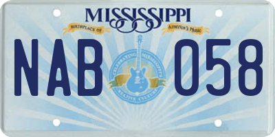 MS license plate NAB058