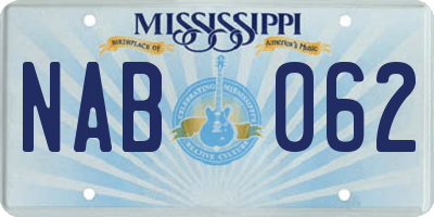 MS license plate NAB062