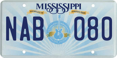 MS license plate NAB080